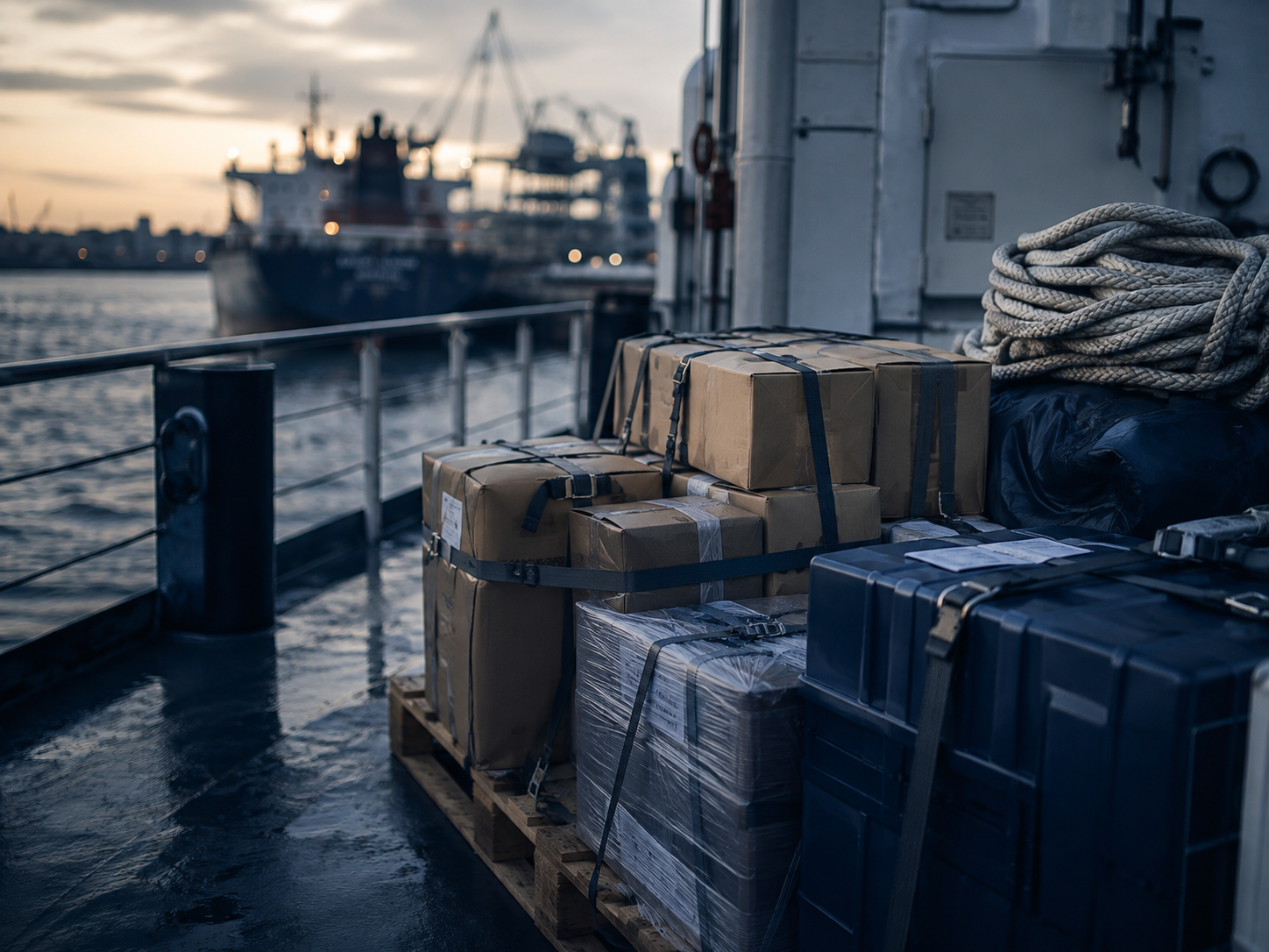 Marine supply packing, consolidation and vessel delivery preparation